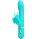 Vibratore Multifunzione Rabbit 4 In 1 Farfalla Verde Acqua - Pretty Love