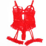 Teddy Con Liga Detalle Encaje Y Tiras Rosso S/M - Subblime - immagine 3