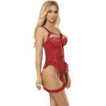 Teddy Con Liga Detalle Encaje Y Tiras Rosso S/M - Subblime - immagine 2