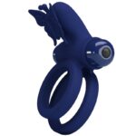 Jamele Doppio Anello Con Vibrazione E Stimolatore Farfalla Blu - Pretty Love - immagine 2