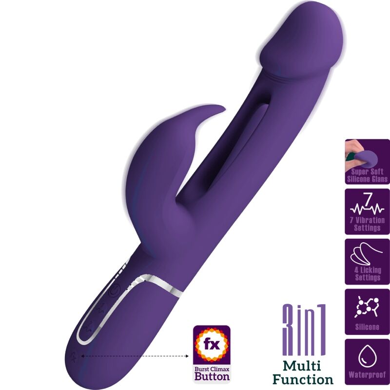 img_182713_a4eaa40d545435450783f7b683e270e9_1.jpg Vibratore Multifunzione Kampas Rabbit 3 In 1 Con Lingua Viola - Pretty Love - immagine 1
