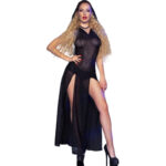 Cr 4685 Vestido Largo Con Capucha Nero S - Chilirose