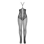 951849 Bodystocking A Rete Con Coppa Aperta E Collo Al Centro Nero Taglia Unica - Subblime - immagine 4