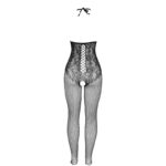951849 Bodystocking A Rete Con Coppa Aperta E Collo Al Centro Nero Taglia Unica - Subblime - immagine 5