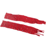 952181 Bodystocking A Rete Con Guanti E Strass Rosso Taglia Unica - Subblime - immagine 5