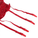 952181 Bodystocking A Rete Con Guanti E Strass Rosso Taglia Unica - Subblime - immagine 8