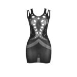 952198 Vestito A Rete Con Diamanti Brillanti Nero Taglia Unica - Subblime - immagine 6
