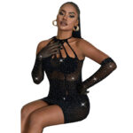 952235 Abito A Rete Con Strass Nero Taglia Unica - Subblime - immagine 3