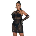 952235 Abito A Rete Con Strass Nero Taglia Unica - Subblime - immagine 4
