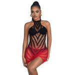 952242 Vestito Elastico A Rete Degradata Rosso E Nero Taglia Unica - Subblime - immagine 5