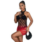 952242 Vestito Elastico A Rete Degradata Rosso E Nero Taglia Unica - Subblime - immagine 4