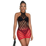 952242 Vestito Elastico A Rete Degradata Rosso E Nero Taglia Unica - Subblime - immagine 3