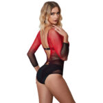 952259 Vestito Elastico A Rete Manica Lunga Sfumato Rosso E Nero Taglia Unica - Subblime - immagine 4