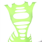 952280 Vestito Elastico A Rete Manica Lunga Verde Taglia Unica - Subblime - immagine 6