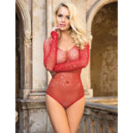 952303 Body Lucido Con Spalle Scoperte Manica Lunga Rosso Taglia Unica - Subblime - immagine 5
