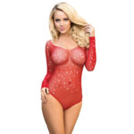 952303 Body Lucido Con Spalle Scoperte Manica Lunga Rosso Taglia Unica - Subblime - immagine 3