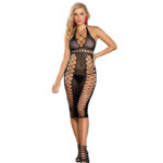 952310 Vestito Lungo A Rete Nero Taglia Unica - Subblime