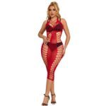 952327 Vestito Lungo A Rete Rosso Taglia Unica - Subblime