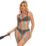 952341 Vestito A Rete Arcobaleno Taglia Unica - Subblime