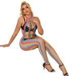 952358 Bodystocking Con Collo Alto In Rete Arcobaleno Xs/M - Subblime - immagine 5