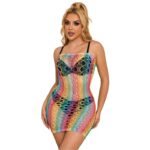 952365 Vestito A Rete Con Spalle Nude Arcobaleno Taglia Unica - Subblime - immagine 3