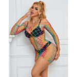952426 Vestito A Rete Manica Lunga Arcobaleno Taglia Unica - Subblime - immagine 10