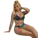 952426 Vestito A Rete Manica Lunga Arcobaleno Taglia Unica - Subblime - immagine 2