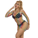 952426 Vestito A Rete Manica Lunga Arcobaleno Taglia Unica - Subblime