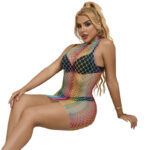 952433 Vestito A Rete Senza Maniche Collo Alto Arcobaleno Taglia Unica - Subblime - immagine 3