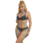 952433 Vestito A Rete Senza Maniche Collo Alto Arcobaleno Taglia Unica - Subblime