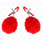 Pinza Per Capezzoli Con Sfera In Ecopelliccia Rosso 6 Cm - Kink - immagine 2