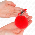Pinza Per Capezzoli Con Sfera In Ecopelliccia Rosso 6 Cm - Kink - immagine 3