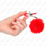 Pinza Per Capezzoli Con Sfera In Ecopelliccia Rosso 6 Cm - Kink - immagine 4