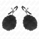 Morsetto Per Capezzoli Con Sfera In Ecopelliccia Nera 6 Cm - Kink