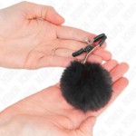 Morsetto Per Capezzoli Con Sfera In Ecopelliccia Nera 6 Cm - Kink - immagine 3