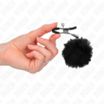 Morsetto Per Capezzoli Con Sfera In Ecopelliccia Nera 6 Cm - Kink - immagine 4
