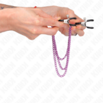 Pinze Per Capezzoli Con 3 Catene Viola 20/23/28 Cm - Kink - immagine 4