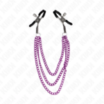 Pinze Per Capezzoli Con 3 Catene Viola 20/23/28 Cm - Kink - immagine 2