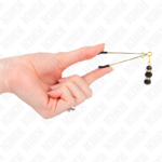 Pinze Per Capezzoli Sottili Oro Con 3 Perline Di Vetro Nere 7 Cm - Kink - immagine 4