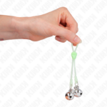 Pinze Per Capezzoli Teschio Luminoso Con Anello Campane Regolabili Verde/Argento - Kink - immagine 4
