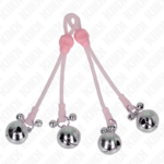 Pinze Per Capezzoli Teschio Luminoso Con Anello Campanelli Regolabili Rosa/Argento - Kink - immagine 2