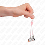 Pinze Per Capezzoli Teschio Luminoso Con Anello Campanelli Regolabili Rosa/Argento - Kink - immagine 4