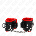 Polsini Imbottiti In Pelliccia Con Fori Quadri Cintura Rossa E Nera Regolabile 17-29 Cm X 6 Cm - Kink - immagine 3
