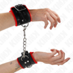 Polsini Imbottiti In Pelliccia Con Fori Quadri Cintura Rossa E Nera Regolabile 17-29 Cm X 6 Cm - Kink