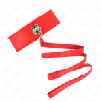 Collana Con Guinzaglio 116 Cm Con Borchie In Argento Modello 4 Rosso Regolabile 40-48 Cm X 6 Cm - Kink - immagine 4