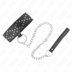 Collana 65 Cm Con Guinzaglio Con Borchie Argento Modello 3 Regolabile 36-43 Cm X 5 Cm - Kink - immagine 2