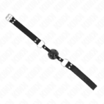 Bavaglio Sfera Traspirante 4 Cm Con Doppio Rivetto Modello 1 Nero 62,5 X 2,5 Cm Regolabile 42-58 Cm - Kink - immagine 3