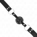 Bavaglio Sfera Traspirante 4 Cm Con Doppio Rivetto Modello 1 Nero 62,5 X 2,5 Cm Regolabile 42-58 Cm - Kink - immagine 4