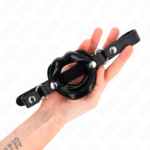 Bavaglio Lip 8 Cm Con Cinturino In Similpelle Nera 63 X 2 Cm Regolabile 39-58 Cm - Kink - immagine 2