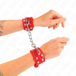 Bracciali Con Doppia Linea Di Borchie Regolabili Rosso - Kink - immagine 3